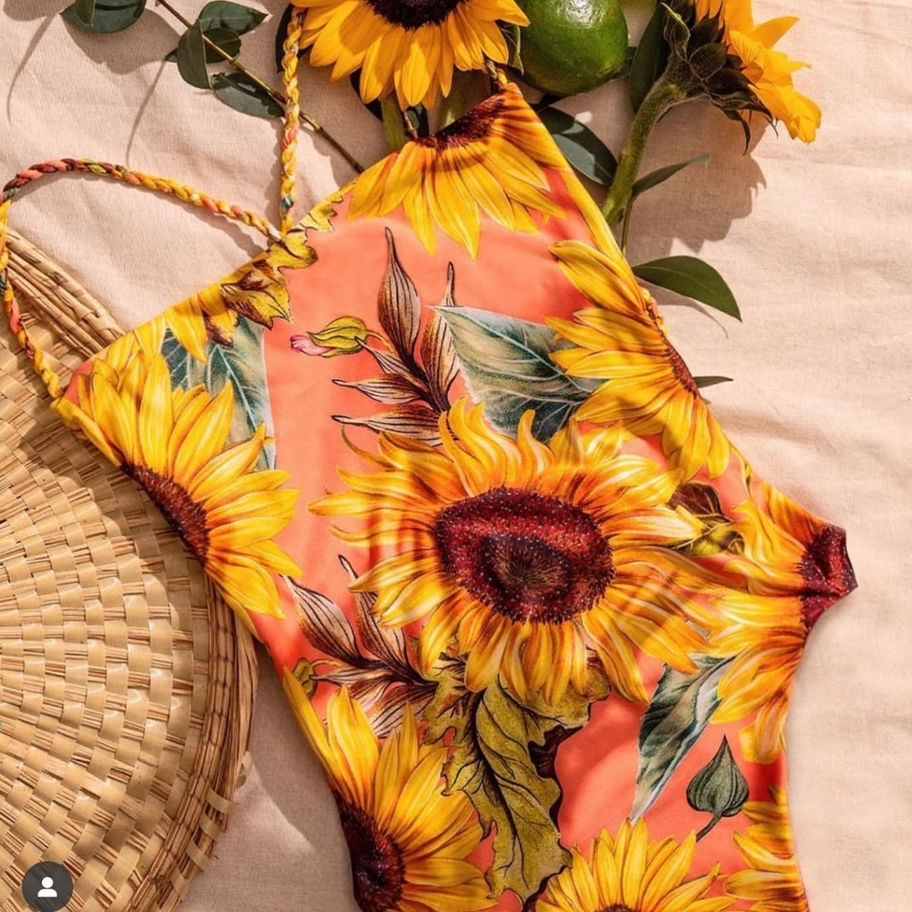 NWT Agua Bendita Sunflower One Piece Swimsuit - Orange and Yellow